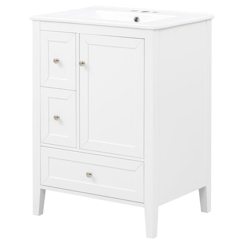 Modern Bathroom Vanity With Sink, Soft Close Drawers & Door, Storage Rack