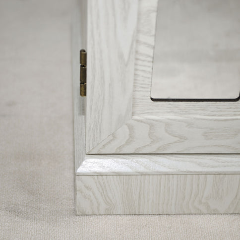 Sideboard Cabinet With Mirrored Doors, Adjustable Shelf, Metal Handles