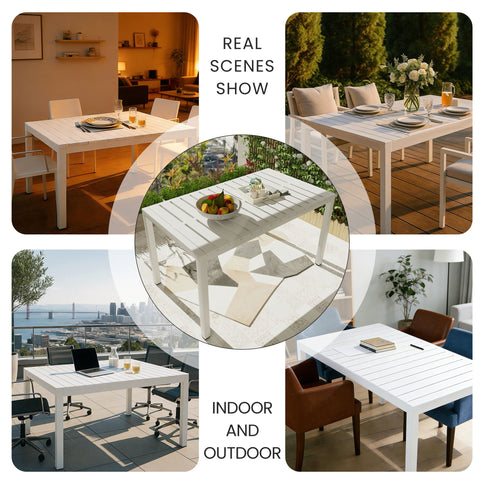4 Piece Set Of Striped Color Blocking Single Chairs & Long Table - Grain Yellow / Haze Green / Tropical Orange / White