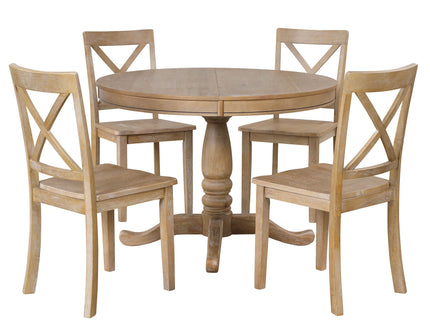 Modern Dining Table Set For 4, Round Table And 4 Kitchen Room Chairs, 5 Piece Kitchen Table Set For Dining Room, Dinette, Breakfast Nook