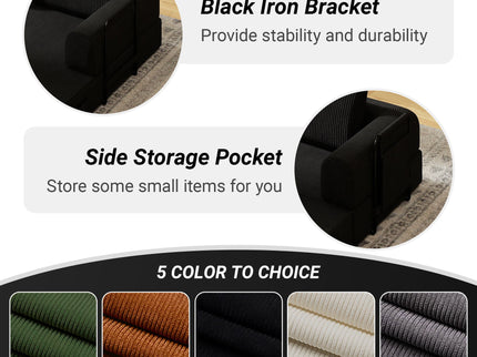 Convertible Sleeper Sofa Bed With Cylindrical Pillow, Fixed Shape Frame