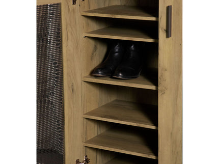 Door Accent Cabinet With Screens - Brown