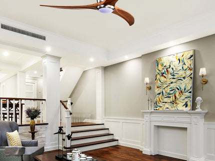 Flush Mount Fan Light, 3 Blades Ceiling Fan With Lights Remote Control, Quiet DC Motor, 6 Speed - Nickel