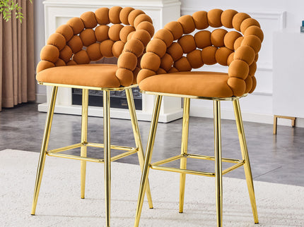 Bubble, Ball Chain Tufted Bar Chairs For Kitchen Island & Home Bar (Set of 2)