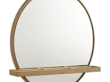 Benson - Round Vanity Wall Mirror With Shelf - Sand