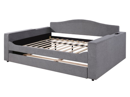 Upholstered Daybed With Storage Armrests, Trundle And Latest Integrated tooth Audio System