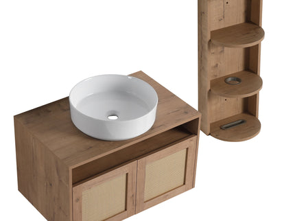 Bathroom Vanity With Art Sink And Storage Rack, Float Mounting Design