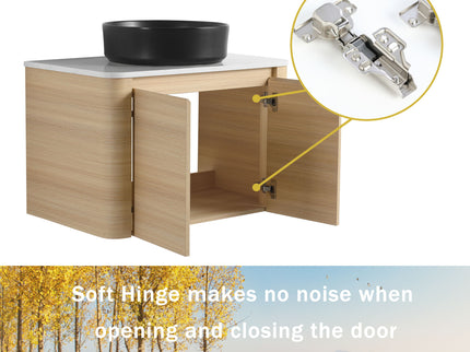 Mounted Bathroom Vanity With Art Sink & 2 Soft Close Doors