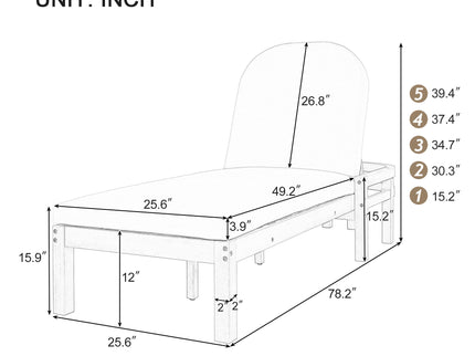 Outdoor Chaise Lounge With 5 Position Adjustable Backrest (Set of 2)