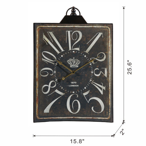 Large Vintage Rectangular Wall Clock With Numerals, Home Decor Accent Clock - White / Black