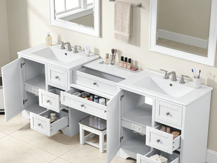 Double Sink Bathroom Vanity With Countertop, 2 Ceramic Sinks, 6 Drawers, Soft Close Design