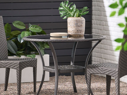 Bistro Table With Iron Frame And Glass Top - Gray
