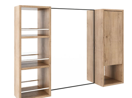 39.4" Wall Mounted Bathroom Cabinet With Storage And - Imitative Oak