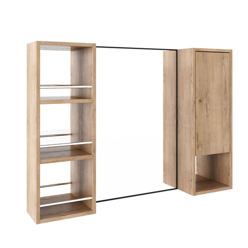 39.4" Wall Mounted Bathroom Cabinet With Storage And - Imitative Oak