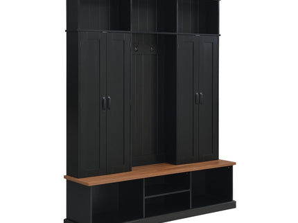 Entryway Hall Tree With Bench, 3 Top Cubbies & Bottom Storage Space