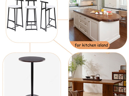 Modern Bar Stools With Backrest For Kitchen (Set of 3)