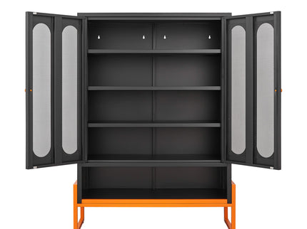 Modern Metal Shoe Cabinet With DoublebSided Doors And Adjustable Partitions