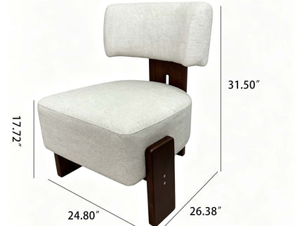 Geometric Armless Accent Chair - Beige / Brown