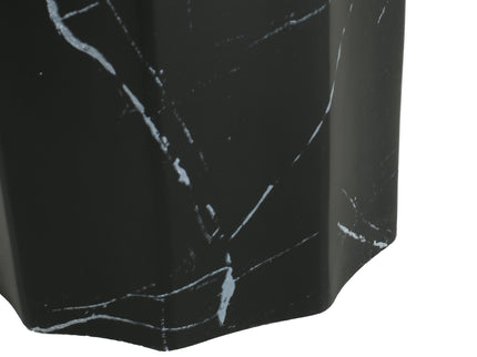 Outdoor Lightweight Concrete BMarble Effect Side Table, Living Room End Table - Black / Marble