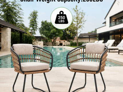 Patio All Weather Armchairs With Cushions (Set of 2) - Beige