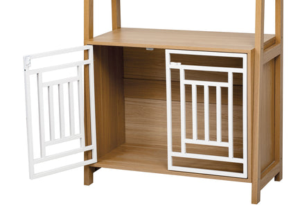 Modern Furniture Style 2 In 1 Pet Friendly Dog Crate Ladder Bookcase - Ancient Oak