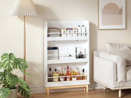 Wall Mounted Bookshelf, 3 Front Facing Display Shelves For Toddler Bedroom - White
