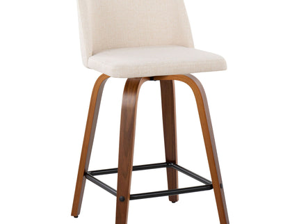Toriano - Mid Century Modern Fixed Height Counter Stool With Swivel & Square Footrest (Set of 2)