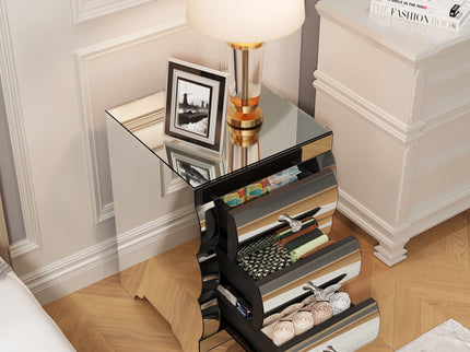 Nightstand With 3 Drawers, Bedside Table For Bedroom - Silver