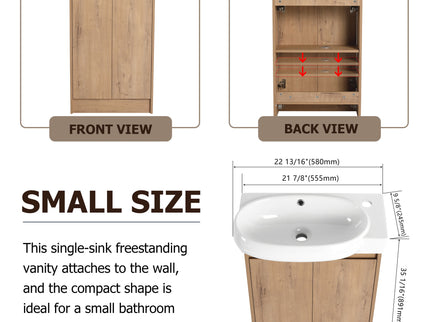 Freestanding Bathroom Vanity With Sink And Storage Rack, Soft Close Doors Base With Basin