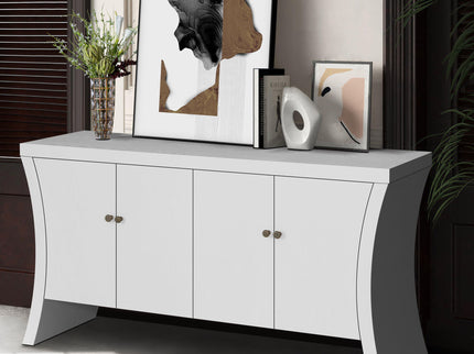 Refined Industrial 4 Door Credenza With Arc Legs & Clasps