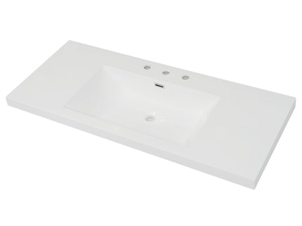 Vanity Top With 3 Faucet Holes, Rectangular Basin For Bathroom - White