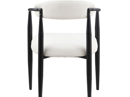 Dining Chairs (Set of 2), Mid-Century Modern Dining Chairs, Kitchen Dining Room Chairs, Round Boucle Backrest Sherpa Dining Chair With Metal Legs