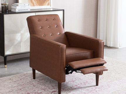 Mid-Century Modern Recliner With Button Tufted Waffle Stitch