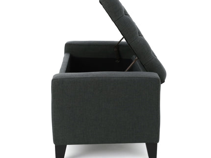 Contemporary Storage Ottoman With Tufted Top - Dark Gray