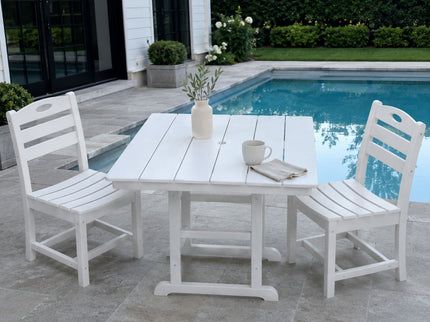 Outdoor Patio Dining Set, Square Table With Umbrella Hole And Armless Chairs