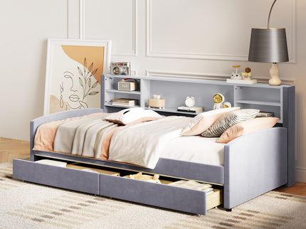 Luxurious Upholstered Platform Bed With Storage Drawers