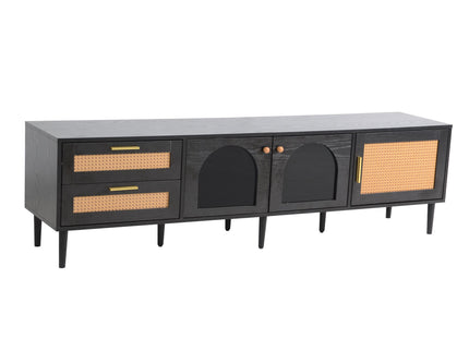 TV Stand With App-Controlled LED Lights, 2 Drawers & Door Storage