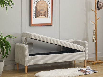 Upholstered Corduroy Flip Top Storage Bench For Living Room