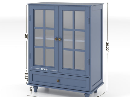 Minimalist Buffet Cabinet With Double Glass Doors And Drawer