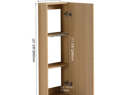 Freestanding Bathroom Vanity Set With Tall Linen Cabinet, Single Sink, Extra Storage, Soft Close Doors - Glossy White / Light Oak