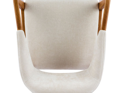 Indoor Upholstered Dining Armchair (Set of 2) - Beige / Teak