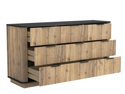 Modern 9 Drawer Cabinet With Metal Rounded Corners Multi Functional Storage - Black