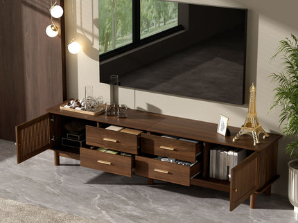 TV Stand For 85" TVs, 4 Smooth Glide Drawers - Walnut