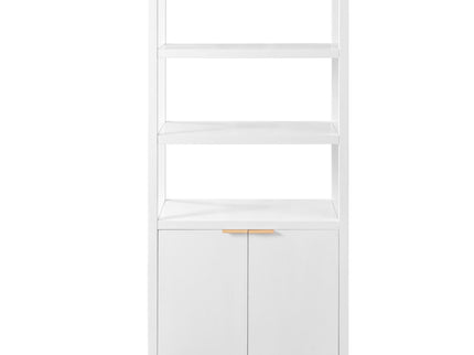 Modern Tall Storage Bookcase Cabinet With 2 Open Shelves & Double Doors