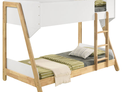 Fjord - Twin Over Twin Bunk Bed, Fits Standard Mattresses - White / Natural