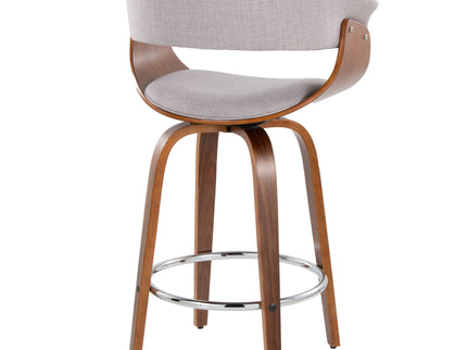 Vintage Mod - Mid Century Modern Fixed Height Counter Stool With Swivel With Round Footrest (Set of 2)