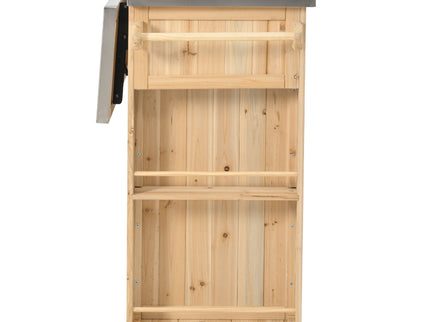 Outdoor Kitchen Island With Stainless Steel Top, Ample Storage Space, Towel And Spice Racks And A Bottle Opener