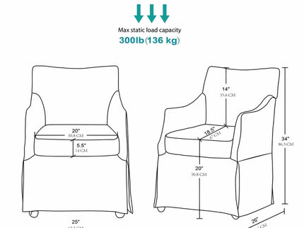 London - Upholstered Skirted Dining Arm Chair
