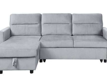 Ruby - Reversible Sleeper Sectional Sofa With Storage Chaise And Side Pocket - Light Gray