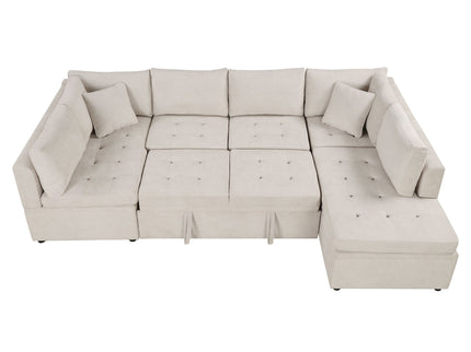 Oversized Sectional Sofa U-Shaped Sofa Couch Pull-Out Sofa Bed With Two Throw Pillows For Living Room